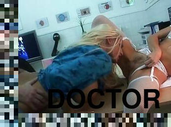LINGERIE TEAM Scene-4_Threesome at the doctor's office with a blonde with huge tits