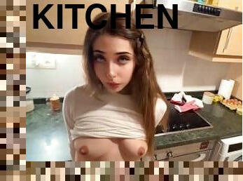 Sex in the kitchen with a cleaning girl