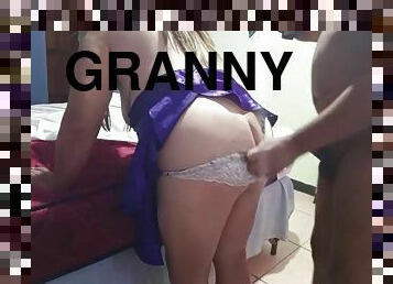 Big ass granny in a robe gets fucked doggystyle and says I made oil