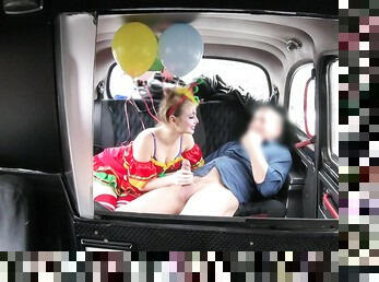 Pretty clown lady Lady Bug gets fucked in the taxi