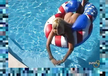 Good looking blonde wife sucking a dick in the pool - Puma Swede