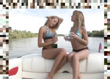 Hot Blonde Lesbians Eat Pussy On A Boat