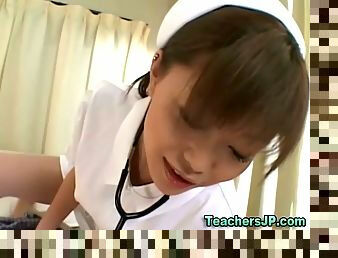 Asian nurse handjob and cumshot action